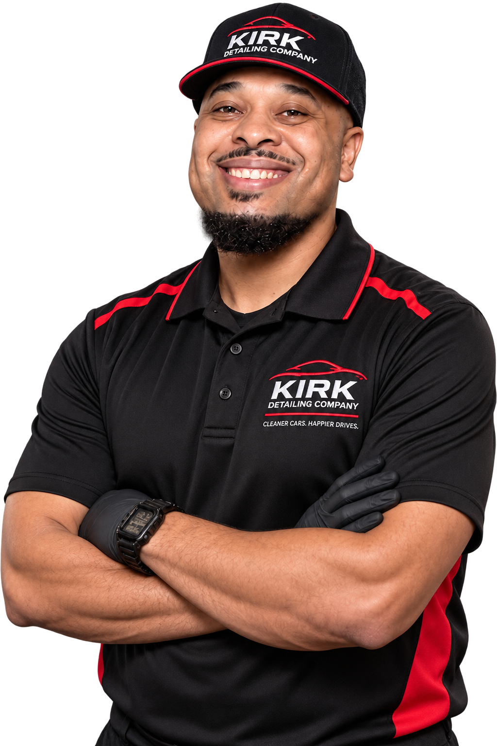 Kirk Detailing Company owner in a professional detailing uniform